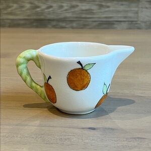 Vintage Italian Mid Century Hand Painted Orange Citrus Fruit Creamer Pitcher Cup